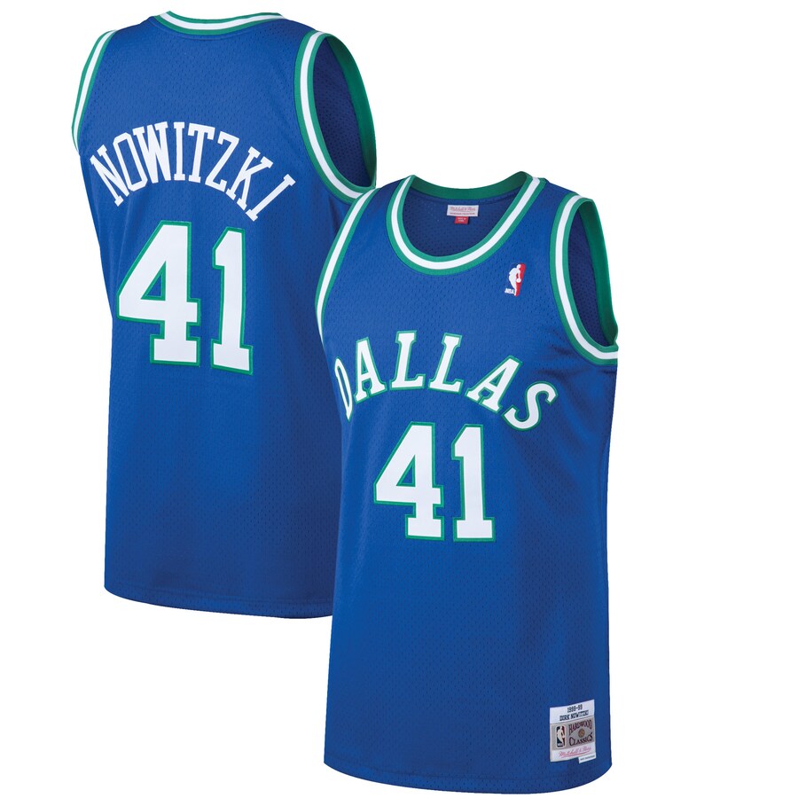 Men's Dallas Mavericks Dirk Nowitzki Mitchell & Ness Blue 1998/99 Hardwood Classics Swingman Jersey - Puhuasuan