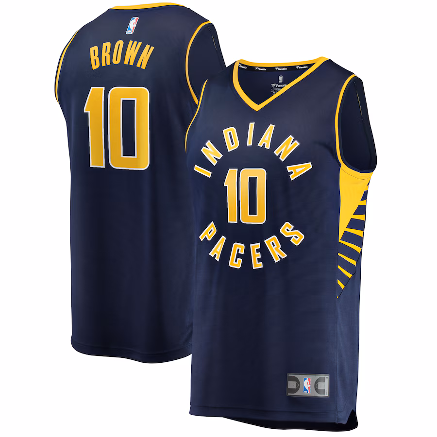 Men's Indiana Pacers Kendall Brown Fanatics Navy 2021/22 Fast Break Replica Jersey - Icon Edition - Puhuasuan