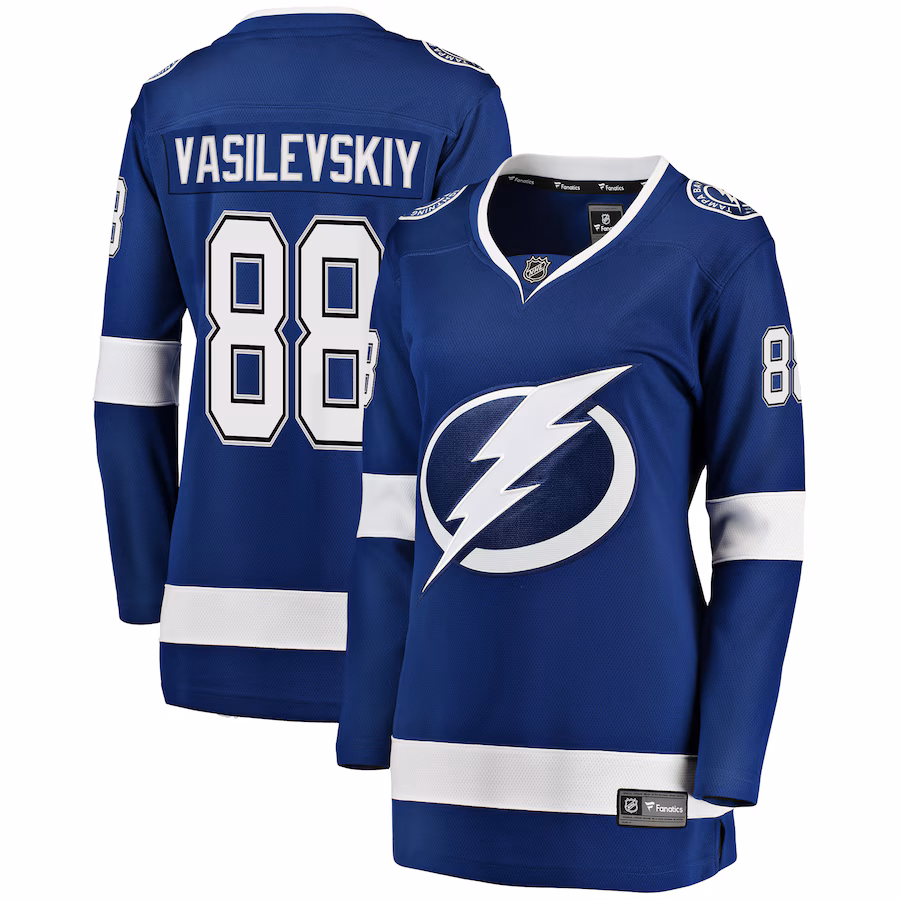 Women's Tampa Bay Lightning Andrei Vasilevskiy Fanatics Blue Premier Breakaway Player Jersey - Puhuasuan