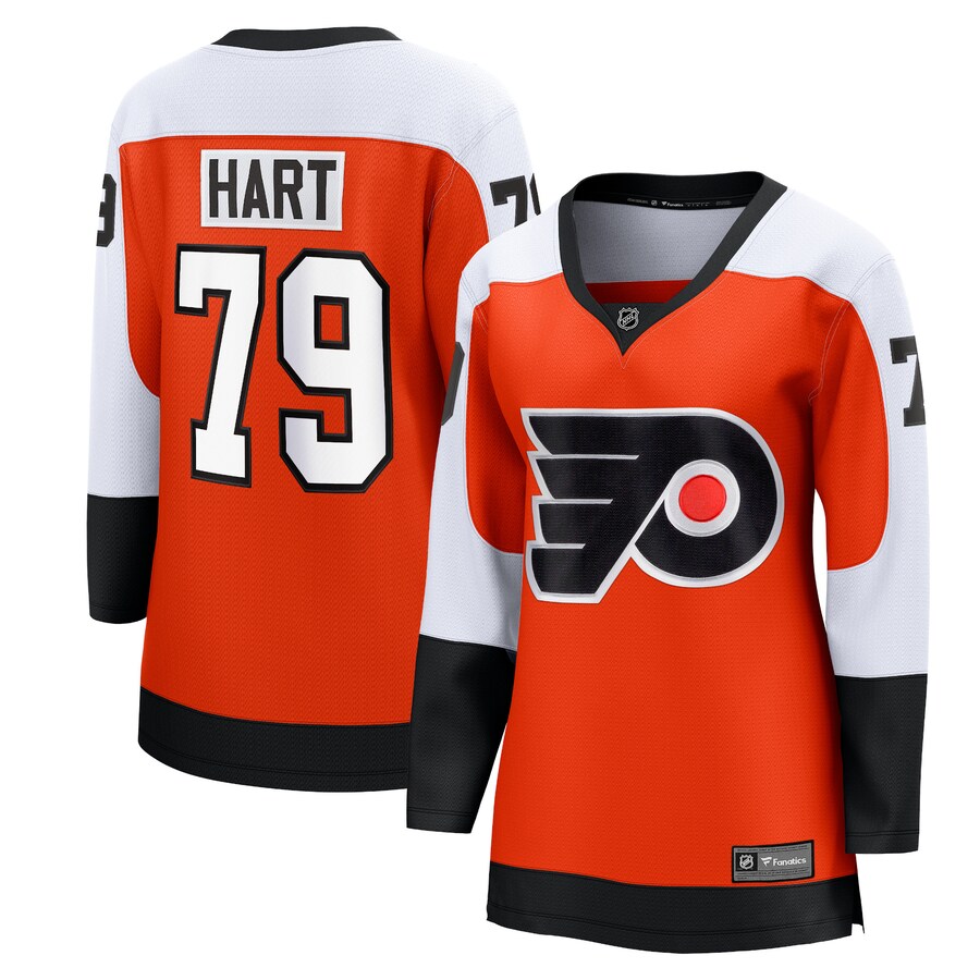 Women's Philadelphia Flyers Carter Hart Fanatics Branded Burnt Orange Home Premier Breakaway Player Jersey - Puhuasuan