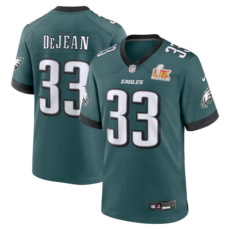 Men's Philadelphia Eagles Cooper DeJean Nike Midnight Green Super Bowl LIX Game Player Jersey - Puhuasuan