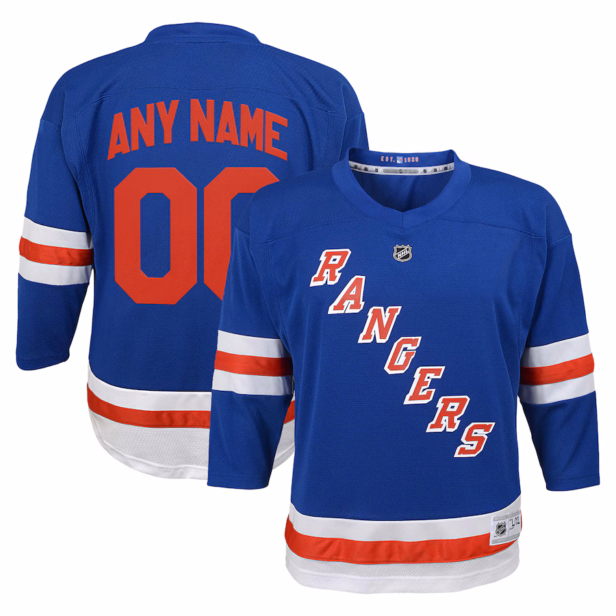 Youth New York Rangers Blue Replica Custom Jersey - Puhuasuan