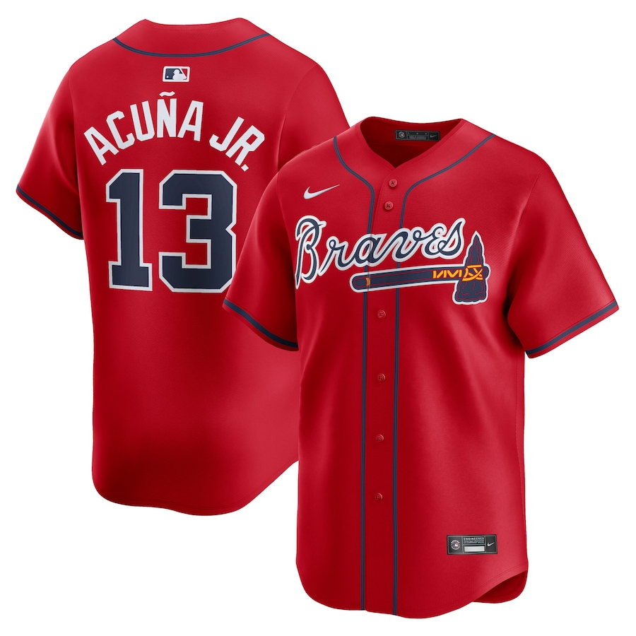 Men's Atlanta Braves Ronald Acuña Jr. Nike Red Alternate Limited Player Jersey - Puhuasuan