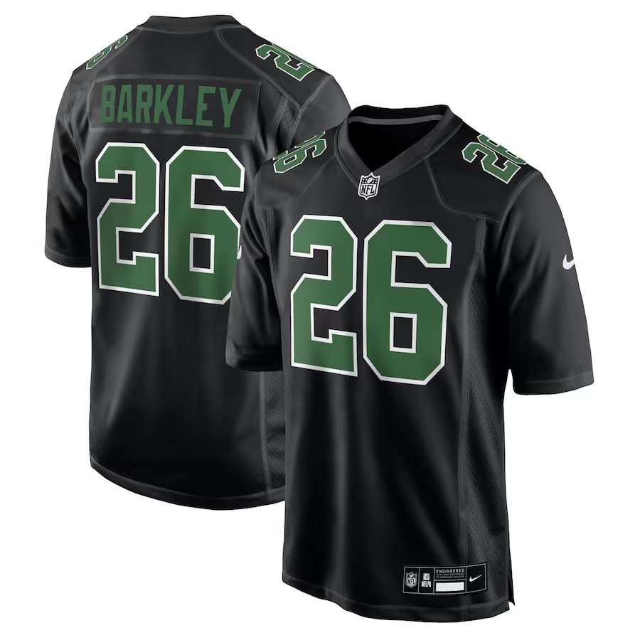 Men's Philadelphia Eagles Saquon Barkley Nike Carbon Black/Kelly Green Fashion Game Jersey - Puhuasuan