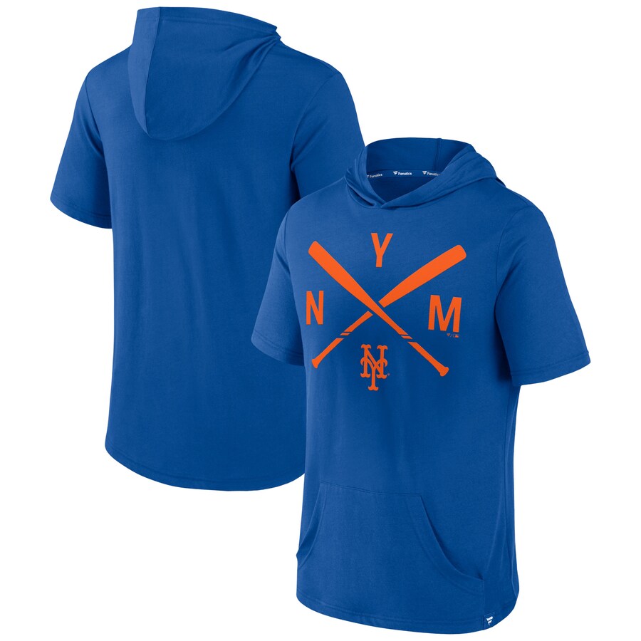 Men's New York Mets Fanatics Royal Iconic Rebel Short Sleeve Hooded Top - Puhuasuan
