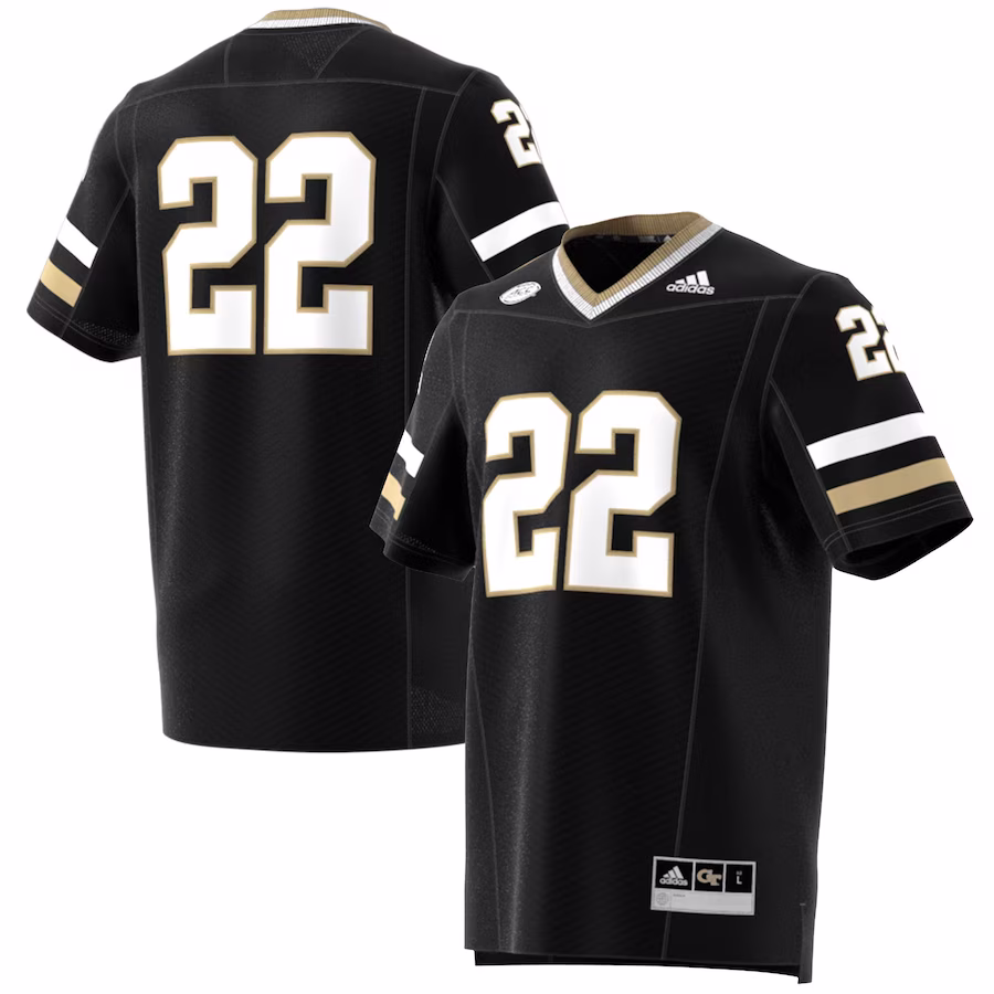 #22 Georgia Tech Yellow Jackets adidas Premier Strategy Jersey - Black - Puhuasuan