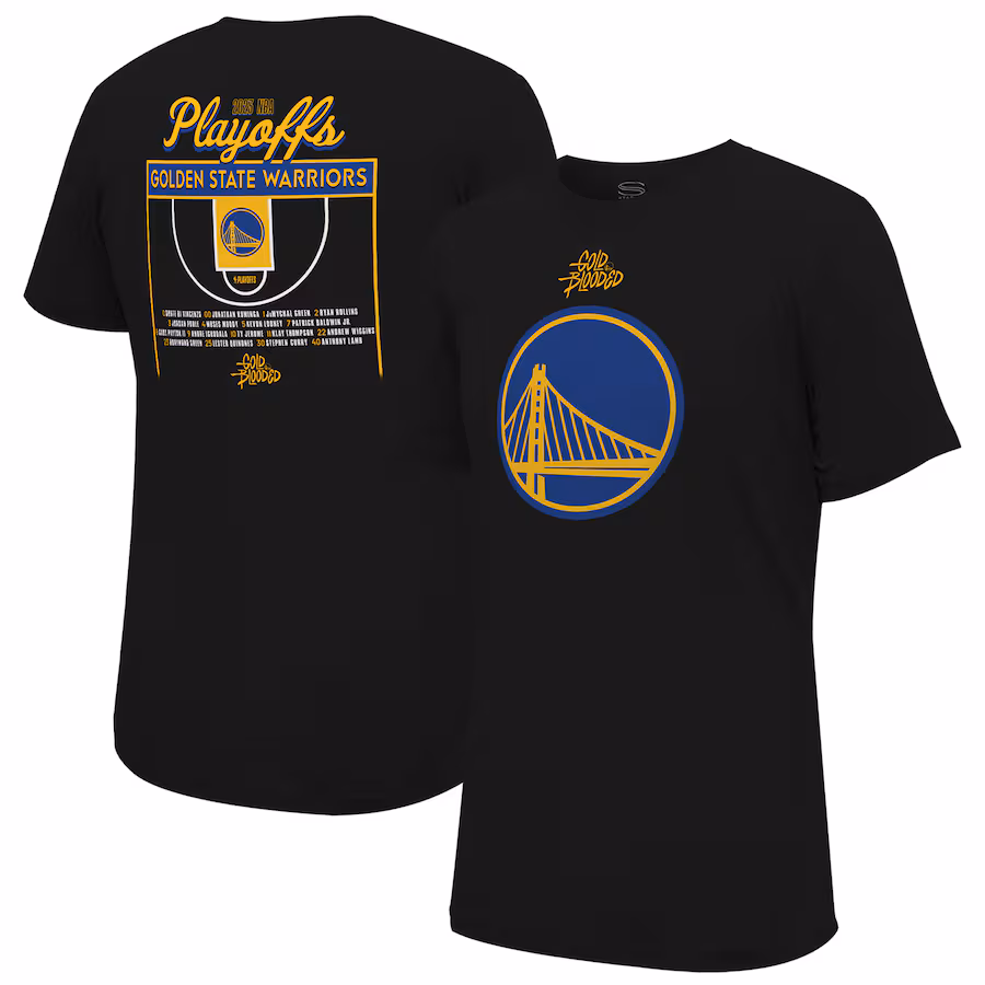 Unisex Golden State Warriors  Stadium Essentials Black 2023 NBA Playoffs Roster T-Shirt - Puhuasuan