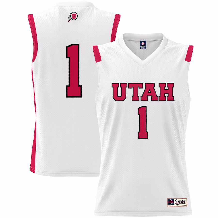 #1 Utah Utes GameDay Greats Unisex Lightweight Basketball Jersey - White - Puhuasuan
