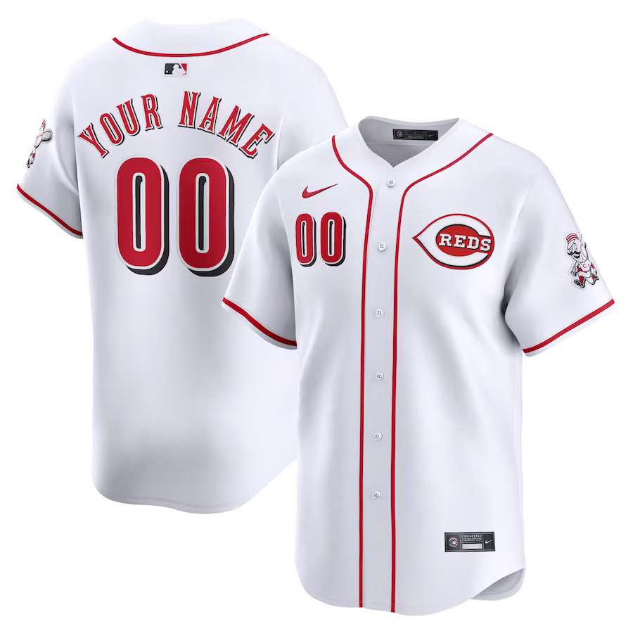Men's Cincinnati Reds Nike White Home Limited Custom Jersey - Puhuasuan