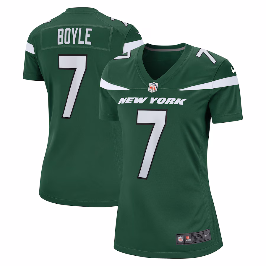 Women's New York Jets Tim Boyle Nike Gotham Green Game Jersey - Puhuasuan