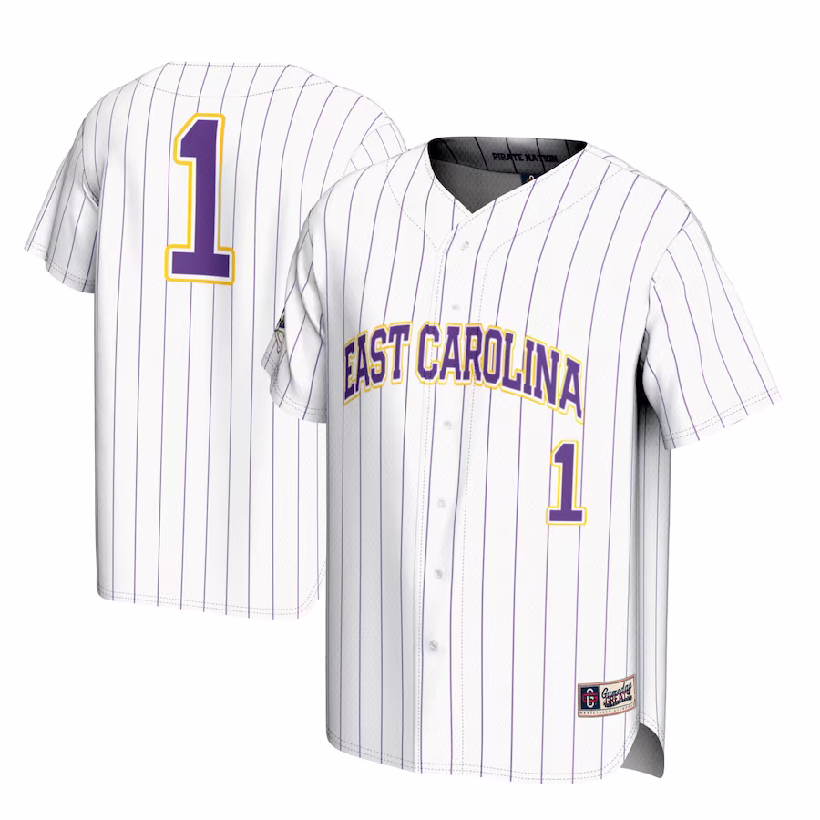 #1 ECU Pirates GameDay Greats Lightweight Baseball Jersey - White - Puhuasuan
