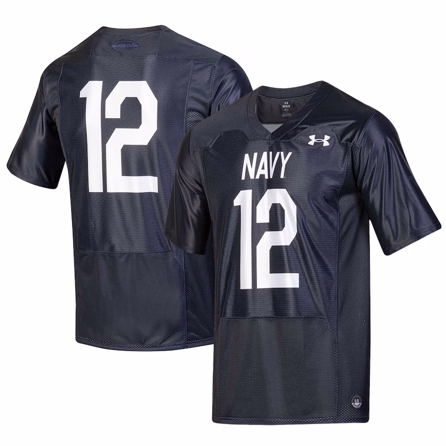 Men's Under Armour #12 Navy Navy Midshipmen Silent Service Replica Football Jersey - Puhuasuan