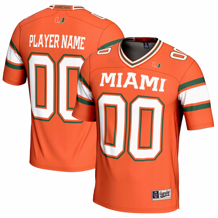 Miami Hurricanes GameDay Greats Youth NIL Pick-A-Player Football Jersey - Orange - Puhuasuan