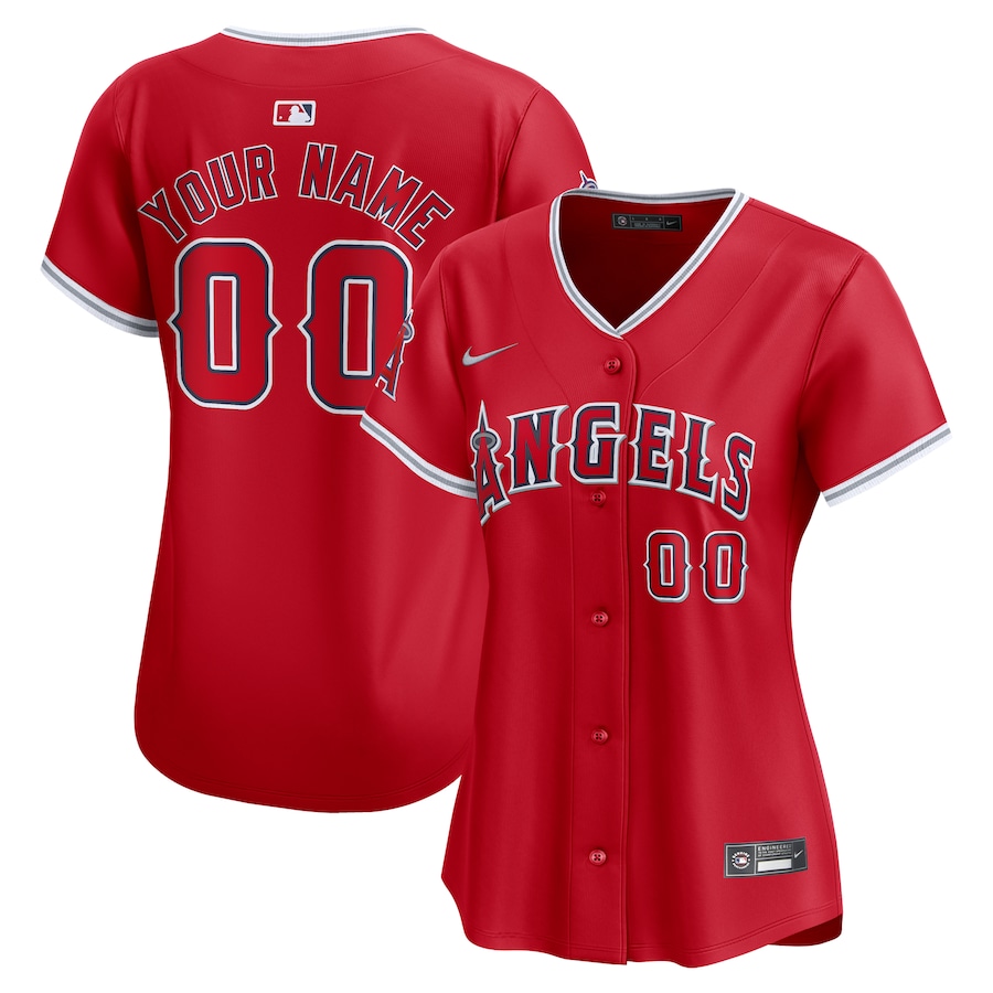 Women's Los Angeles Angels  Nike Red  Alternate Limited Custom Jersey - Puhuasuan