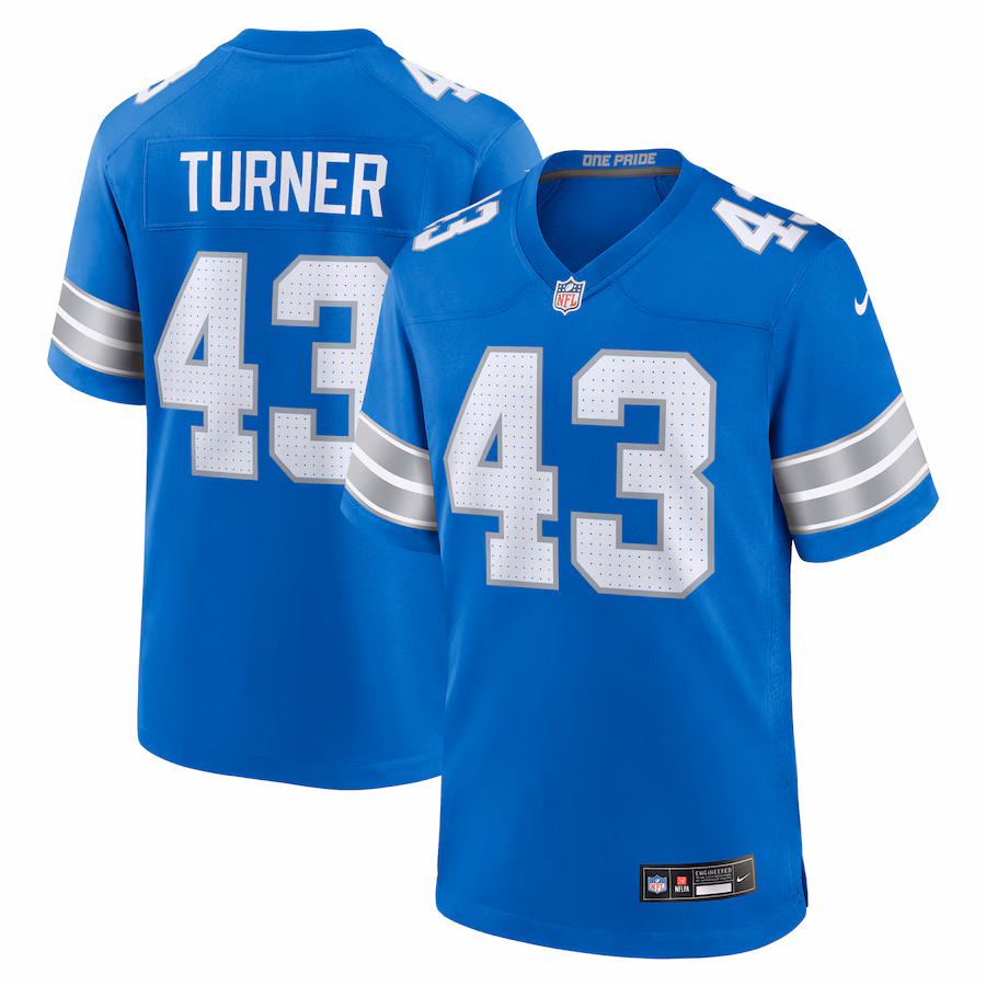 Men's Detroit Lions James Turner Nike  Blue Game Jersey - Puhuasuan