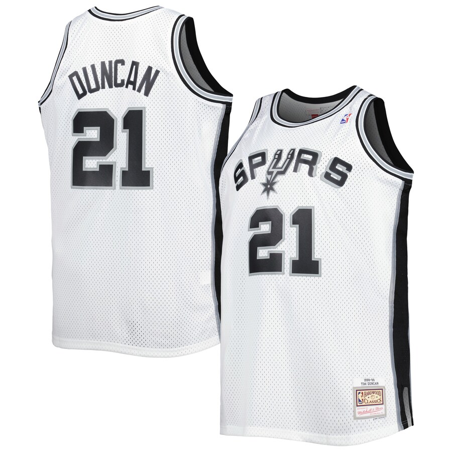 Men's San Antonio Spurs Tim Duncan Mitchell & Ness White Big & Tall Hardwood Classics 1998/99 Swingman Jersey - Puhuasuan
