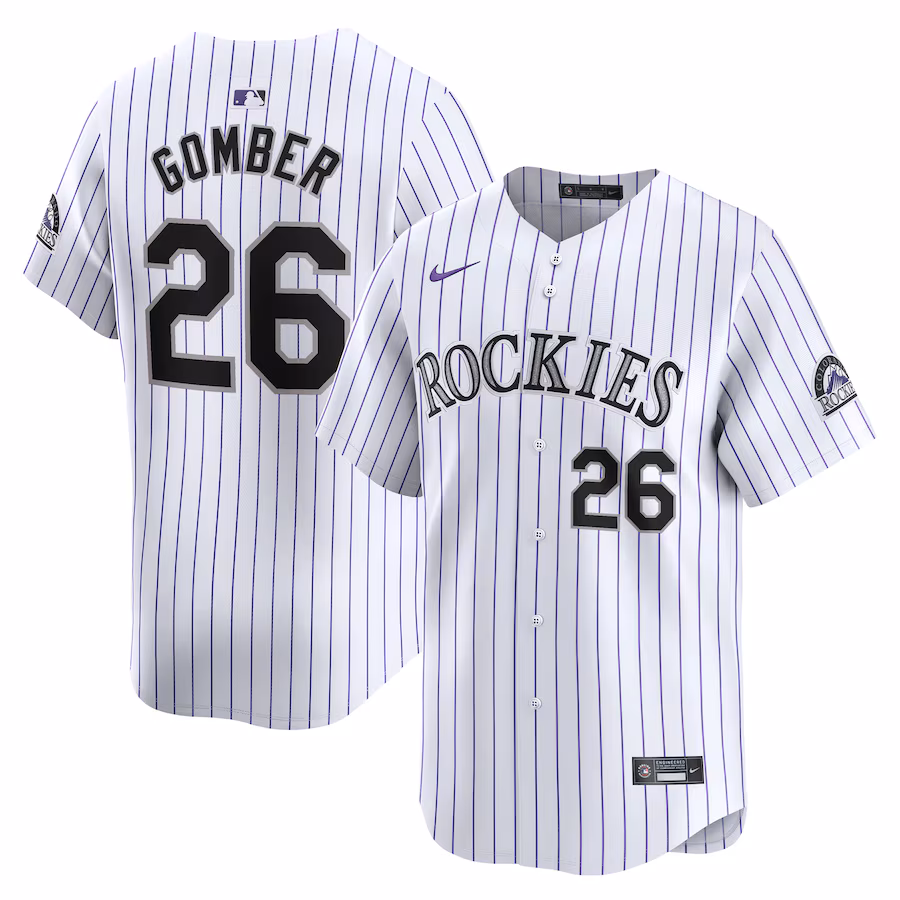 Men's Colorado Rockies Austin Gomber Nike White Home Limited Player Jersey - Puhuasuan