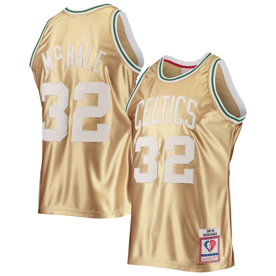 Men's Boston Celtics Kevin McHale Gold Mitchell & Ness 75th Anniversary 1985/86 Hardwood Classics Swingman Jersey - Puhuasuan