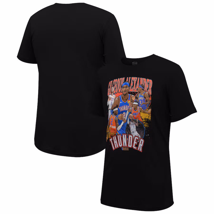 Unisex Oklahoma City Thunder Shai Gilgeous-Alexander Stadium Essentials Black Player Crossroads T-Shirt - Puhuasuan