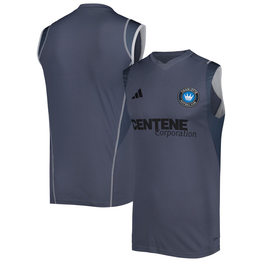Men's Charlotte FC adidas Gray 2023 On-Field Sleeveless Training Jersey - Puhuasuan