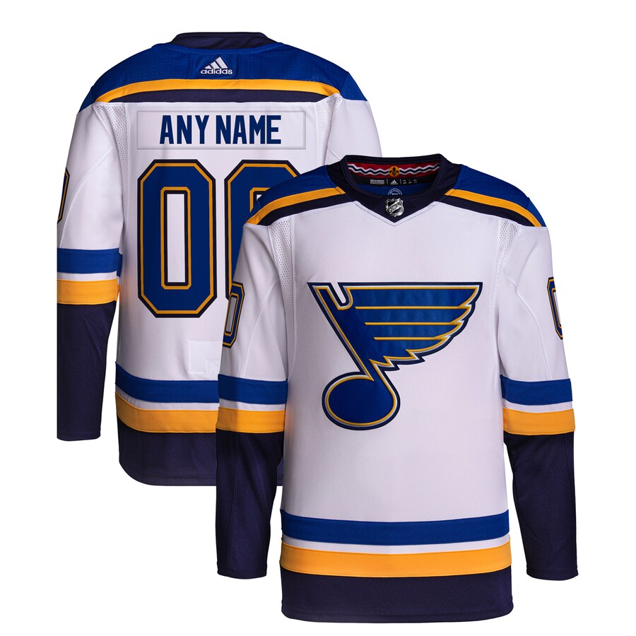 Men's St. Louis Blues  adidas White Away Custom Primegreen Authentic Pro Jersey - Puhuasuan