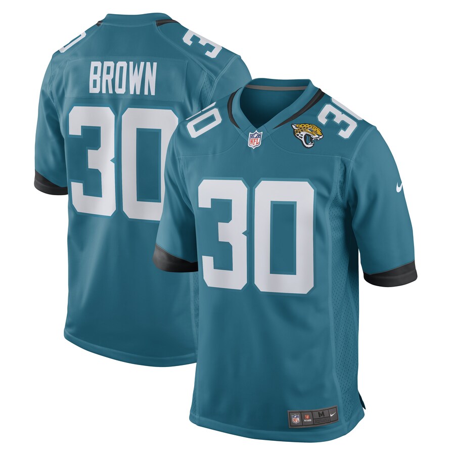 Men's Jacksonville Jaguars Montaric Brown Nike Teal Game Player Jersey - Puhuasuan