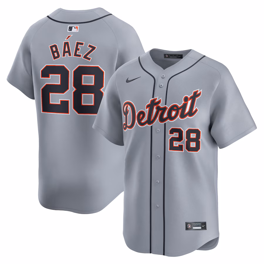 Men's Detroit Tigers Javier Baez Nike Gray Road Limited Player Jersey - Puhuasuan