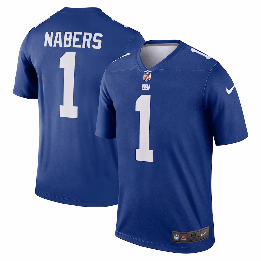 Men's New York Giants Malik Nabers Nike Royal Team Legend Player Performance Top - Puhuasuan
