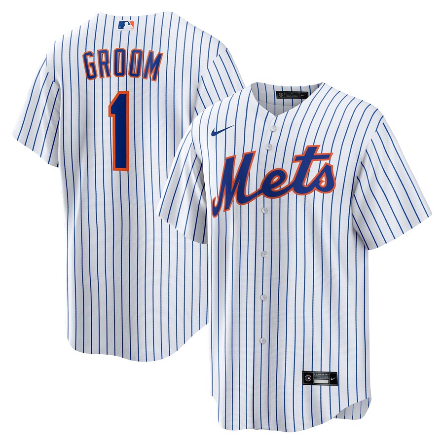Men's New York Mets Nike White #1 Groom Home Replica Jersey - Puhuasuan