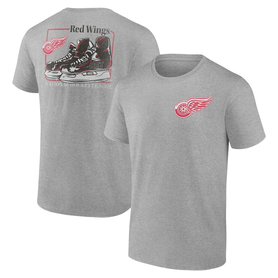 Men's Detroit Red Wings Heather Gray Glory Skates T-Shirt - Puhuasuan
