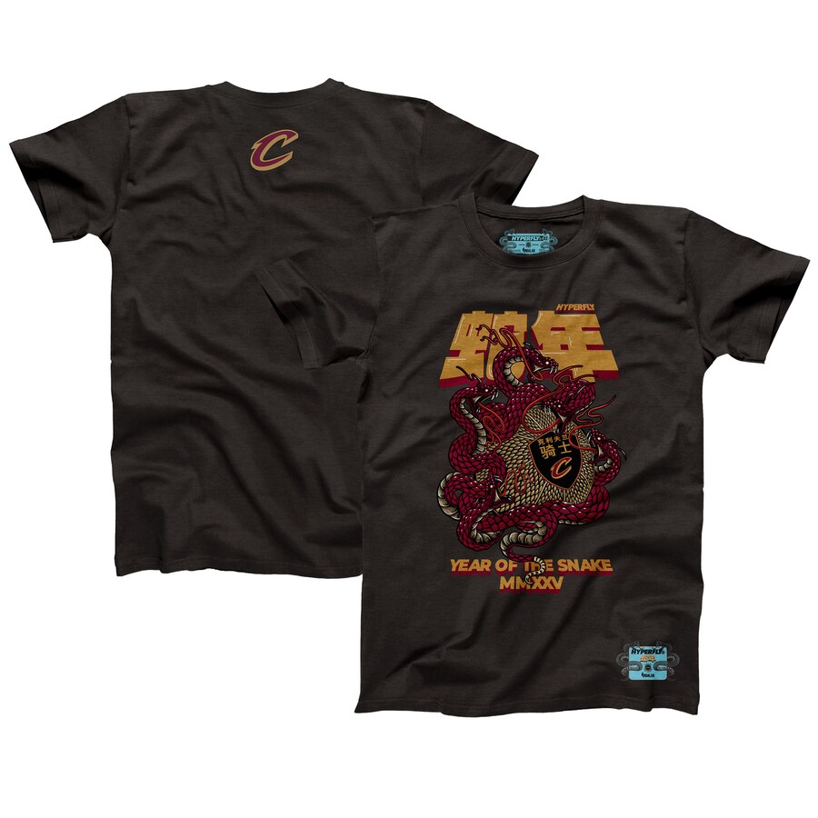 Unisex Cleveland Cavaliers NBALab x Hyperfly Heather Black Year of the Snake Lunar New Year Collection T-Shirt - Puhuasuan