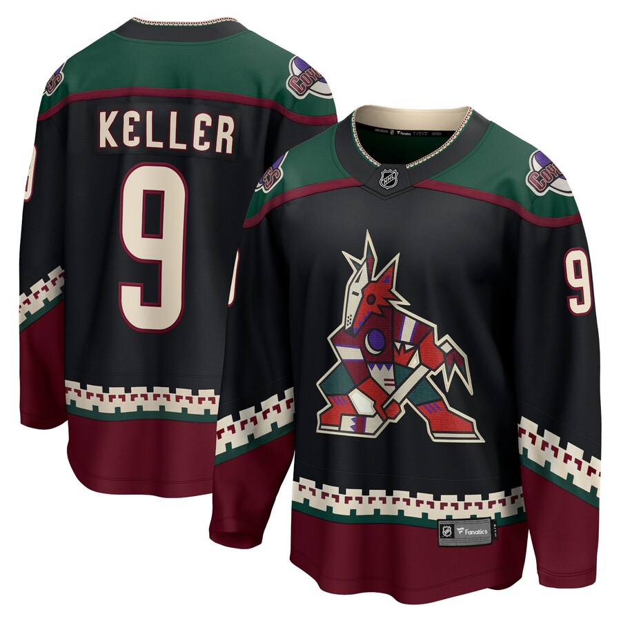 Men's Arizona Coyotes Clayton Keller Fanatics Branded Black Home Premier Breakaway Player Jersey - Puhuasuan