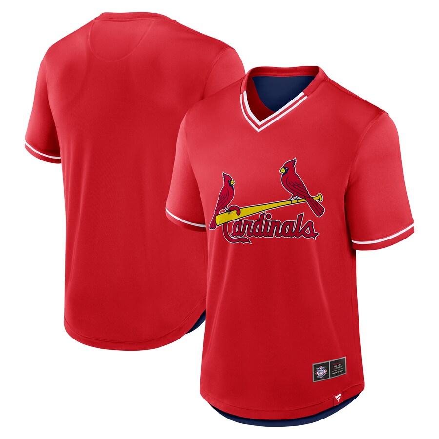 Men's St. Louis Cardinals Fanatics Red Fantastic Finish V-Neck Fashion T-Shirt - Puhuasuan