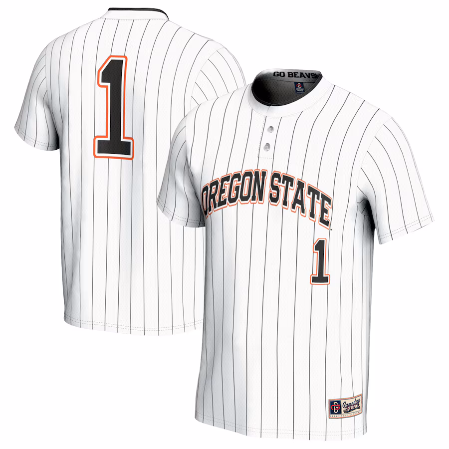 #1 Oregon State Beavers GameDay Greats Youth Softball Fashion Jersey - White - Puhuasuan