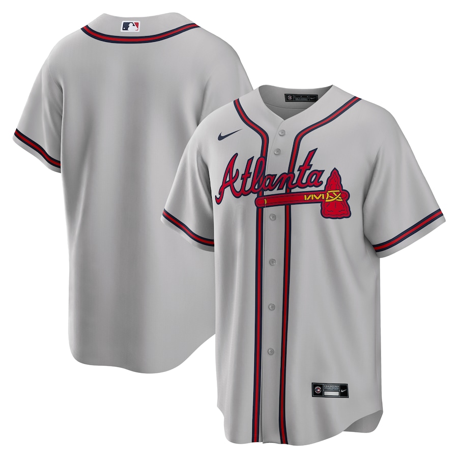 Men's Atlanta Braves Nike Gray Road Replica Team Jersey - Puhuasuan