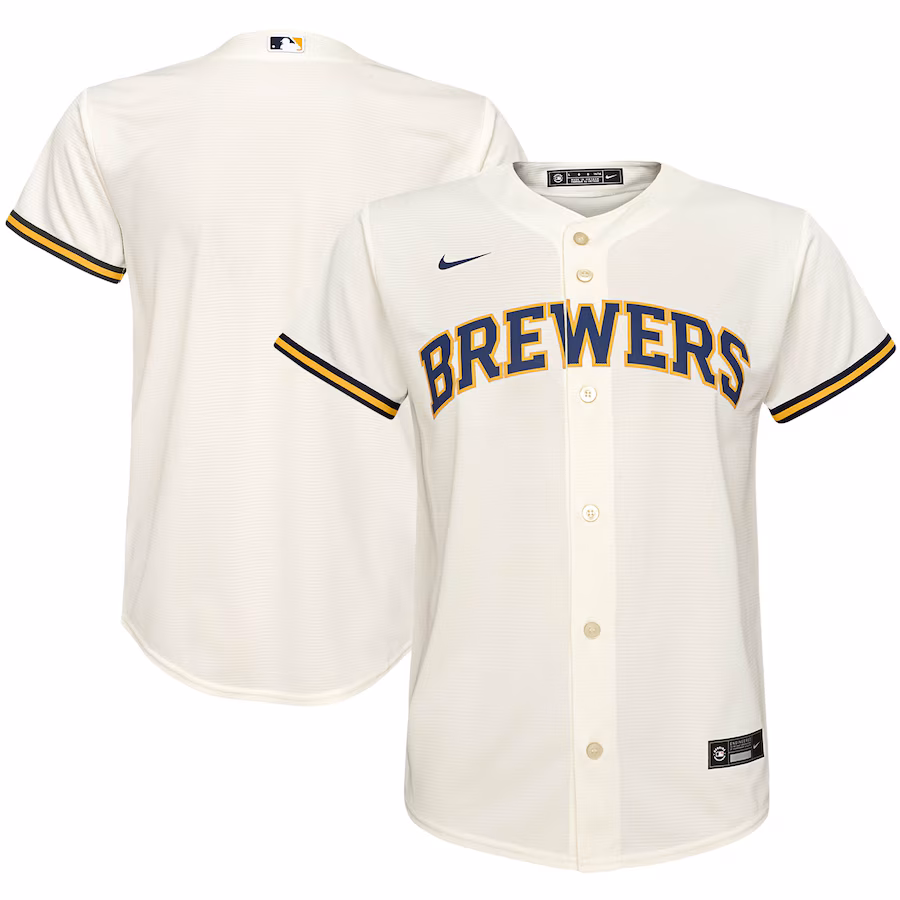 Youth Milwaukee Brewers Nike Cream Home Replica Team Jersey - Puhuasuan