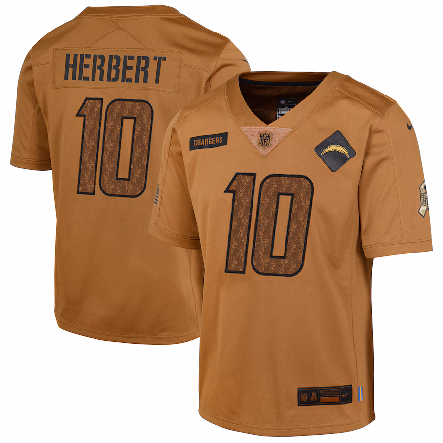 Men's Los Angeles Chargers Justin Herbert Nike Brown Salute To Service Limited Jersey - Puhuasuan