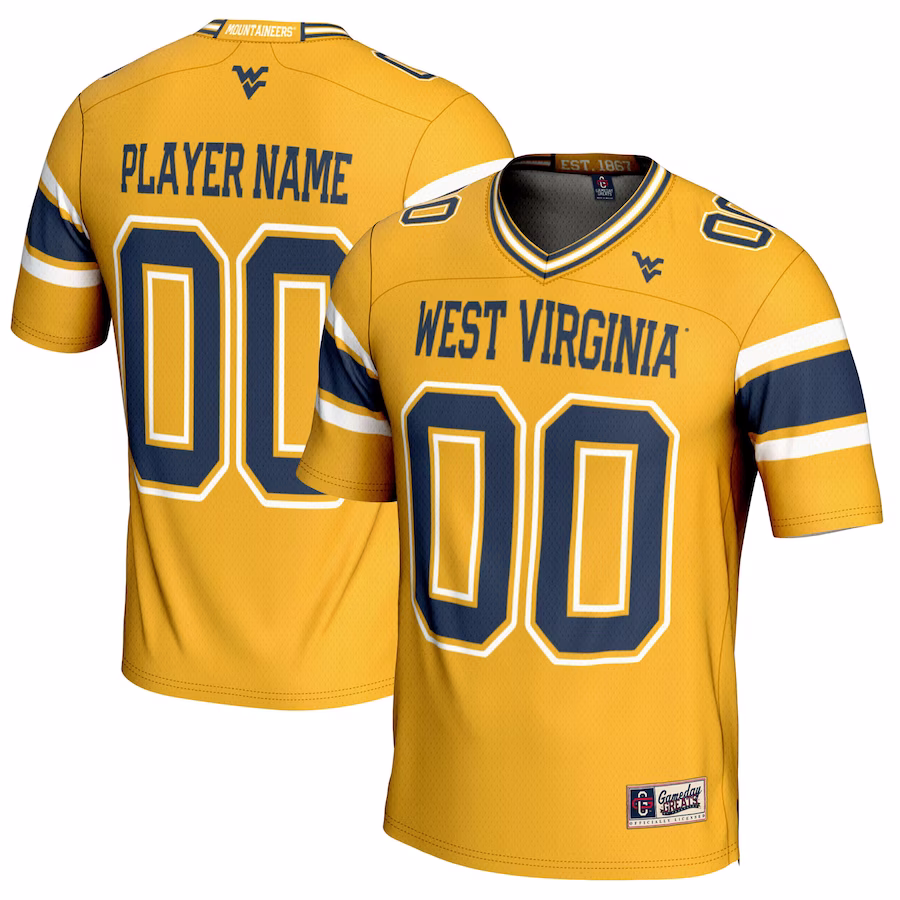 West Virginia Mountaineers GameDay Greats Youth NIL Pick-A-Player Football Jersey - Gold - Puhuasuan