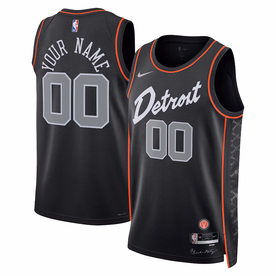 Unisex Detroit Pistons  Nike Black 2023/24 Custom Swingman Jersey - City Edition - Puhuasuan