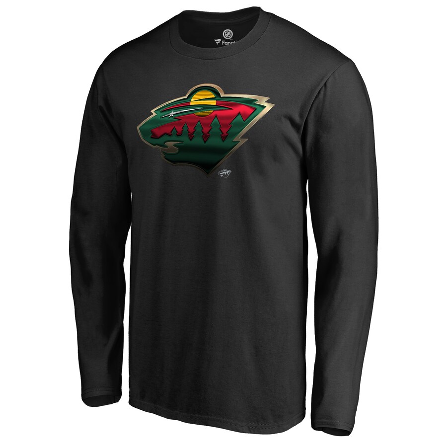 Men's Minnesota Wild Black Midnight Mascot Long Sleeve T-Shirt - Puhuasuan