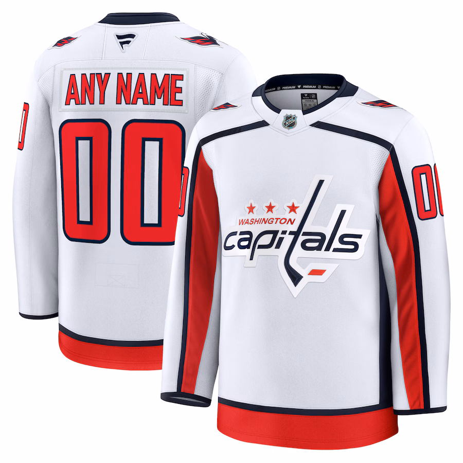 Men's Washington Capitals Fanatics White Away Premium Custom Jersey - Puhuasuan