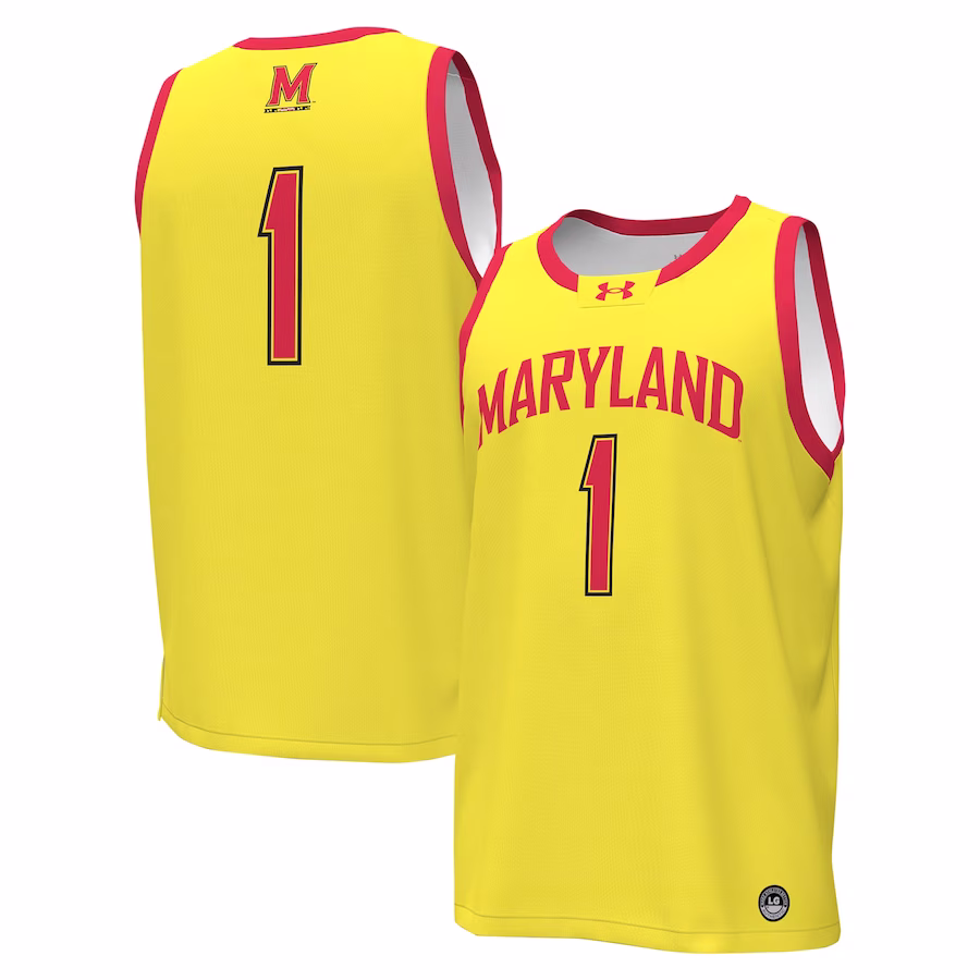#1 Maryland Terrapins Under Armour Replica Basketball Jersey - Gold - Puhuasuan