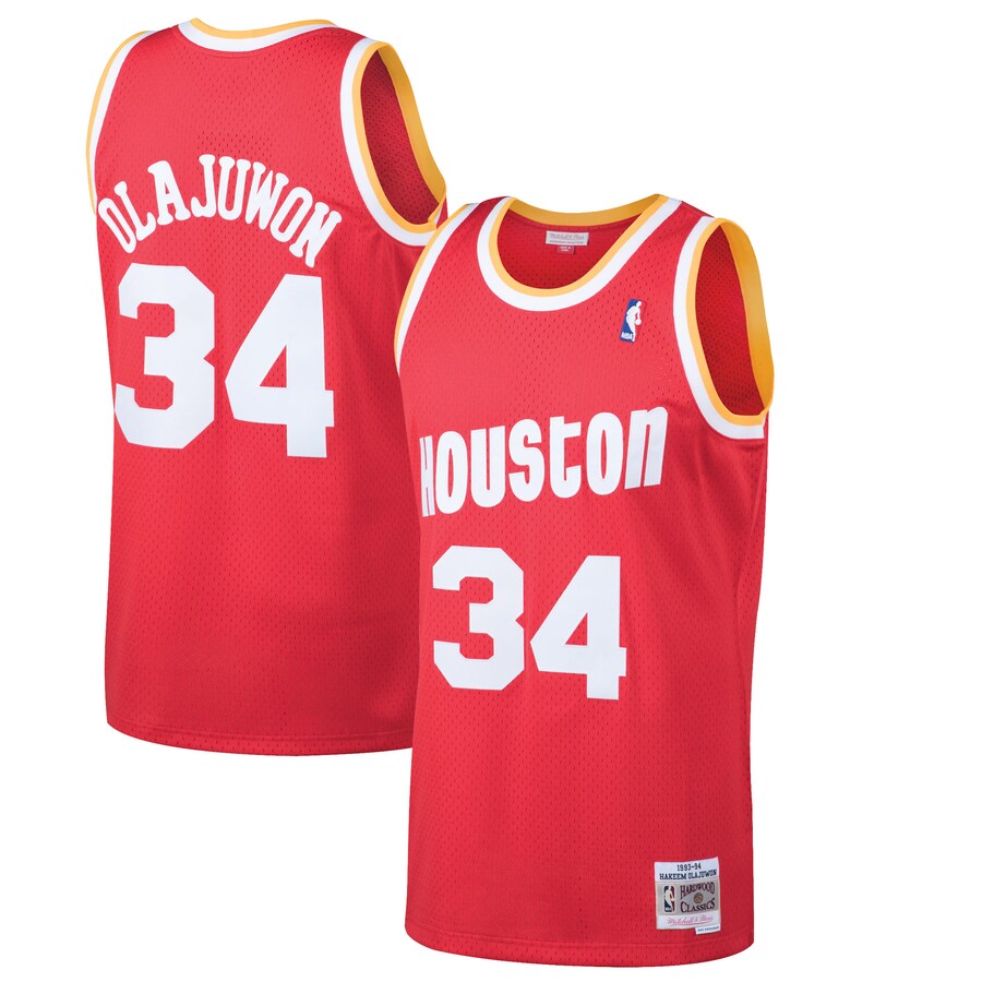 Men's Houston Rockets Hakeem Olajuwon Mitchell & Ness Red 1993/94 Hardwood Classics Swingman Jersey - Puhuasuan