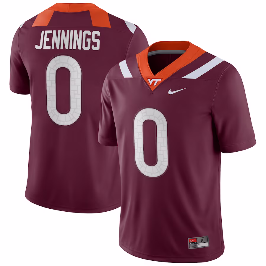 Ali Jennings Virginia Tech Hokies Nike NIL Football Game Jersey - Maroon - Puhuasuan