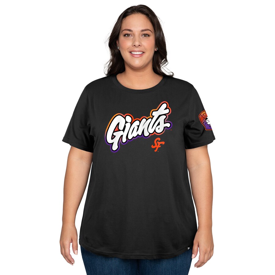 Women's San Francisco Giants New Era Black 2025 City Connect Plus Size T-Shirt - Puhuasuan