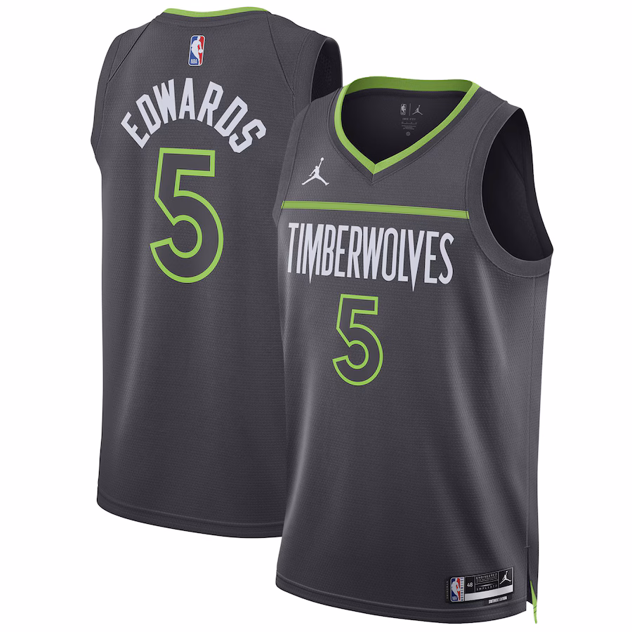 Unisex Minnesota Timberwolves Anthony Edwards Jordan Brand Charcoal Swingman Jersey - Statement Edition - Puhuasuan