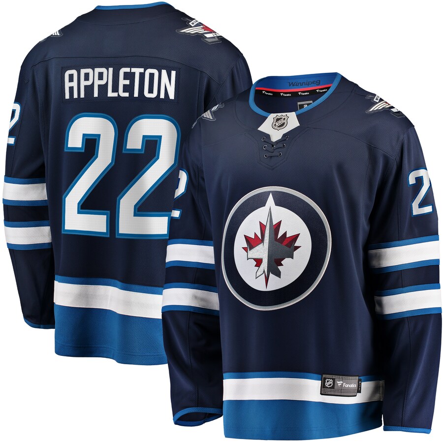Men's Winnipeg Jets Mason Appleton Fanatics Branded Navy Home Breakaway Jersey - Puhuasuan