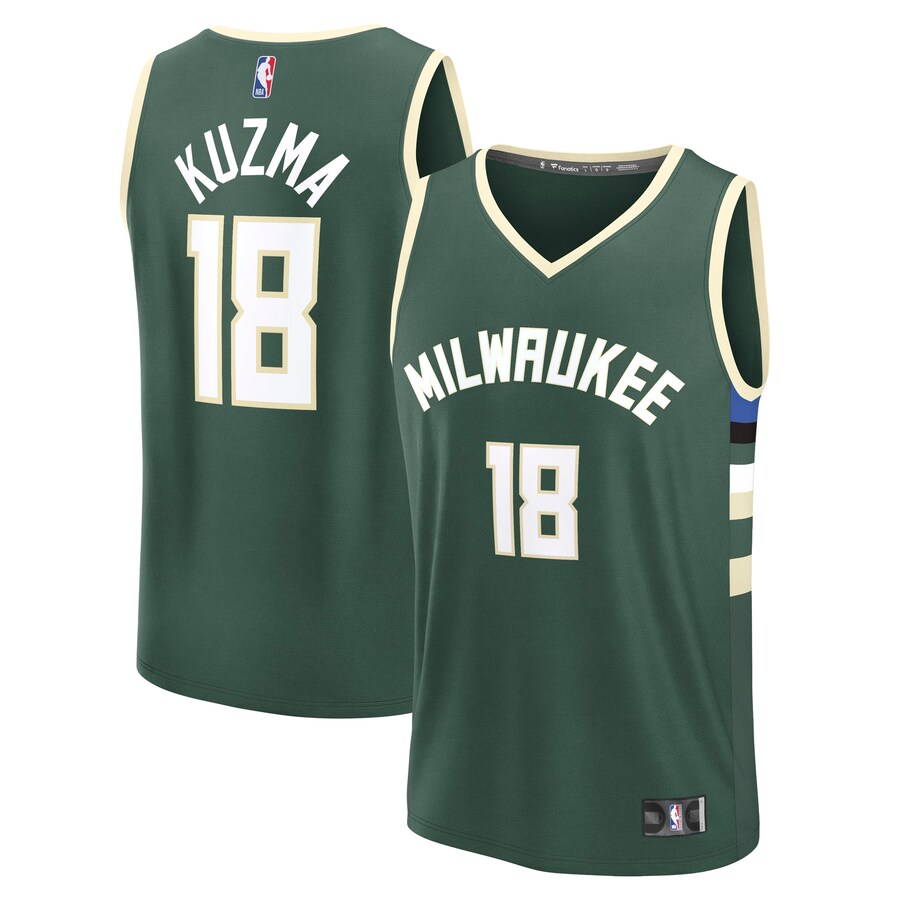 Men's Milwaukee Bucks Kyle Kuzma Fanatics Hunter Green Fast Break Replica Player Jersey - Icon Edition - Puhuasuan