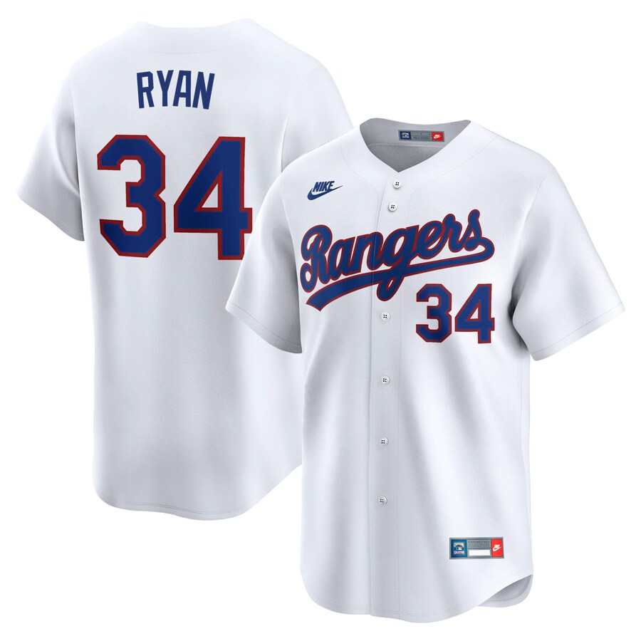 Men's Texas Rangers Nolan Ryan Nike White Throwback Cooperstown Collection Limited Jersey - Puhuasuan