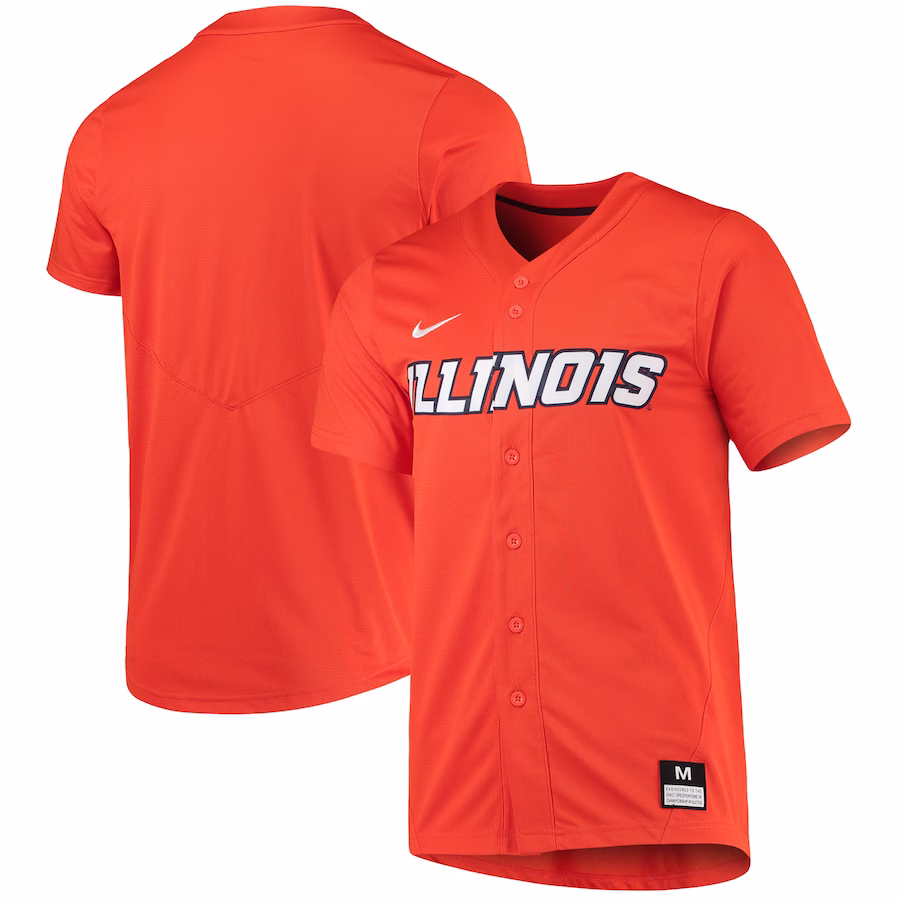 Illinois Fighting Illini Nike Replica Baseball Jersey - Orange - Puhuasuan